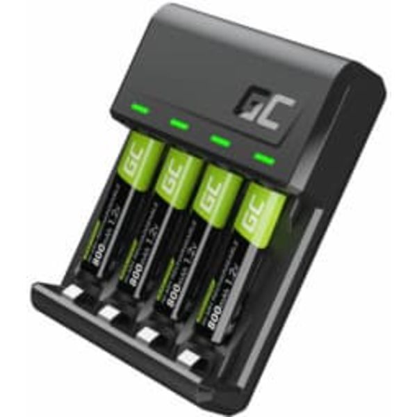 Bateriju lādētājs Green Cell VitalCharger and 4x AAA Ni-MH 800mAh Batteries Sort