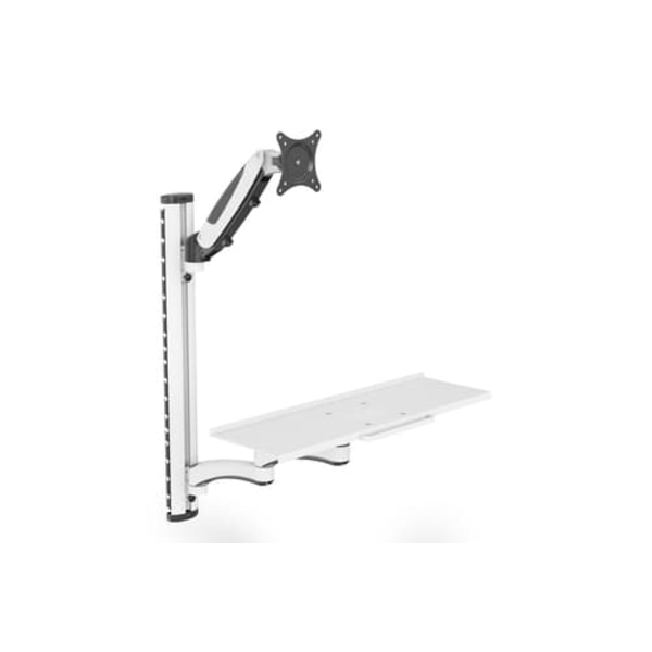 Ramię naścienne pojedyncze 1xLCD + klawiatura, max. 32" i 8kg uchylno-obrotowe 360° (PIVOT) Sort, Hvit