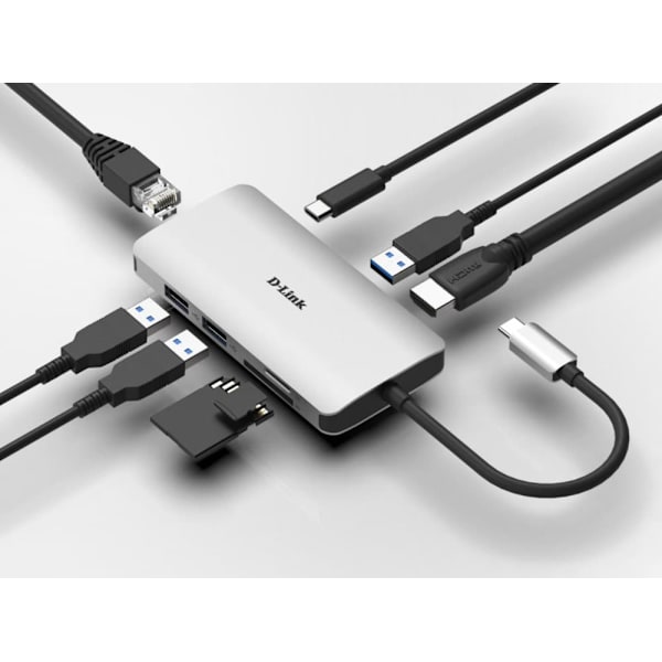 D-Link 8-in-1 USB-C Hub with HDMI/Ethernet/Card Reader/Power Delivery