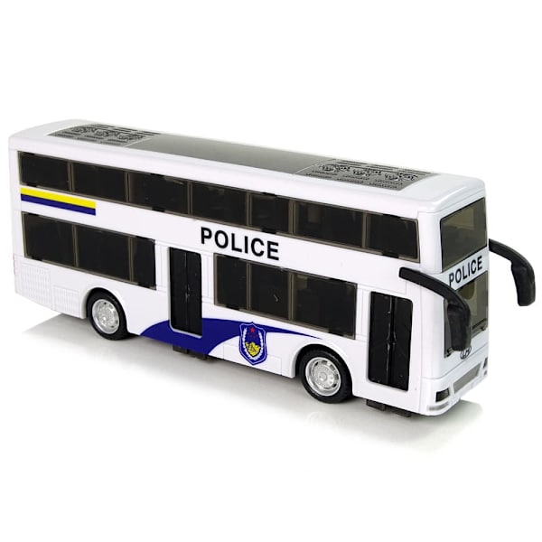 White Double-decker Police Bus with Pull Down Sound