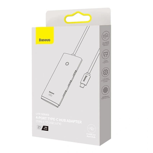 HUB  Adapter 4-Port USB-C Baseus OS-Lite 25cm (Black)
