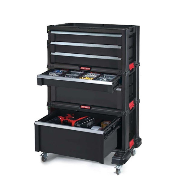 Keter Tool Rack on wheels 6 drawers Black