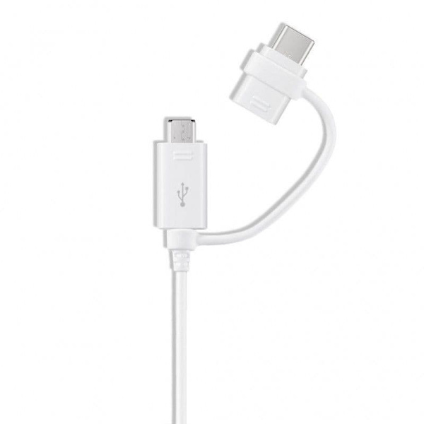 CABLU alimentare si date smartphone Samsung, USB 2.0 (T) la Micro-USB (T) | USB Type-C, cauciuc, lungime 1.5 m, alb, "EP-DG930DWEGWW" (timbru verde 0.
