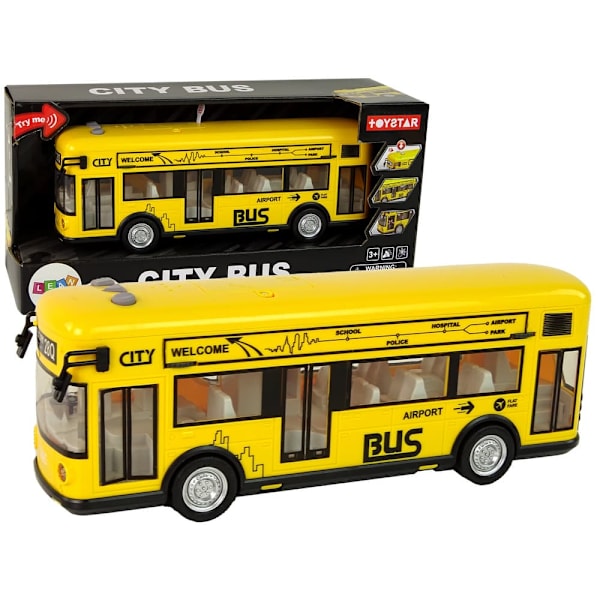 Yellow City Bus With Friction Drive 1:18
