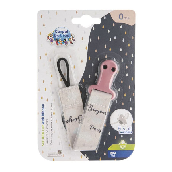 CANPOL BABIES soother clip with ribbon BONJOUR PARIS, 51/026_pin