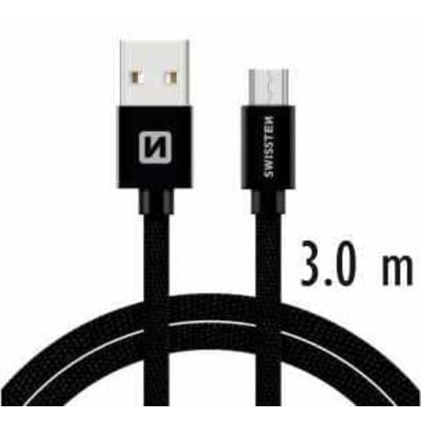 Swissten Datový Kabel Textile Usb / Micro Usb 3,0 M Černý