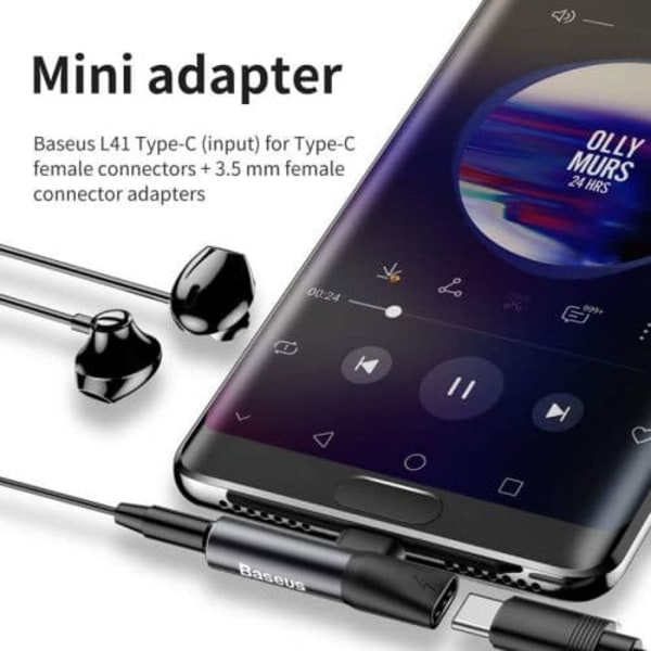 Adapteris Baseus L41 USB-C to Mini Jack 3.5mm + USB-C