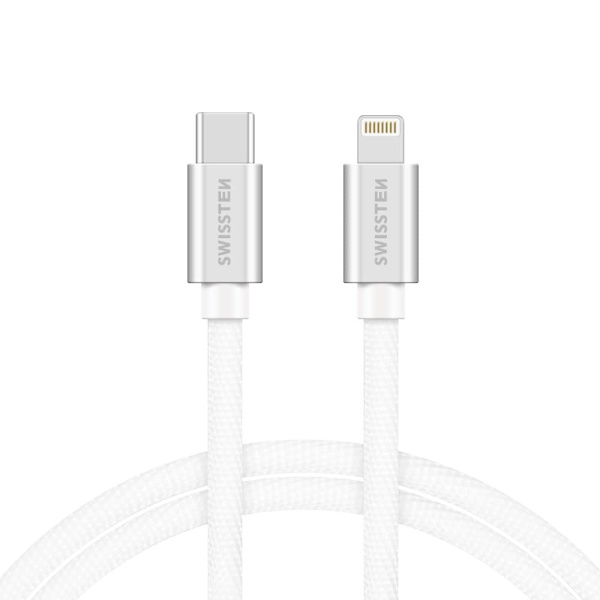 Swissten Datový Kabel Textile USB-C / Lightning 1,2 M Stříbrný