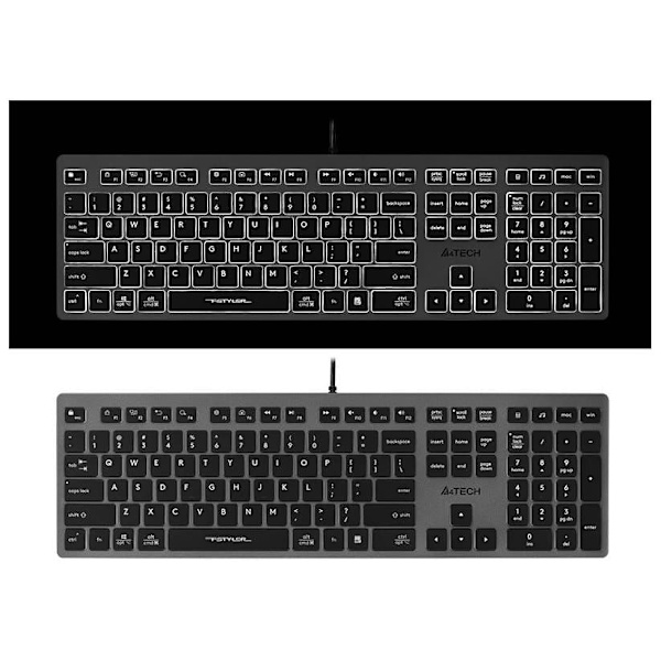 A4Tech FSTYLER FX60H (White Backlit) keyboard USB QWERTY Black, Grey