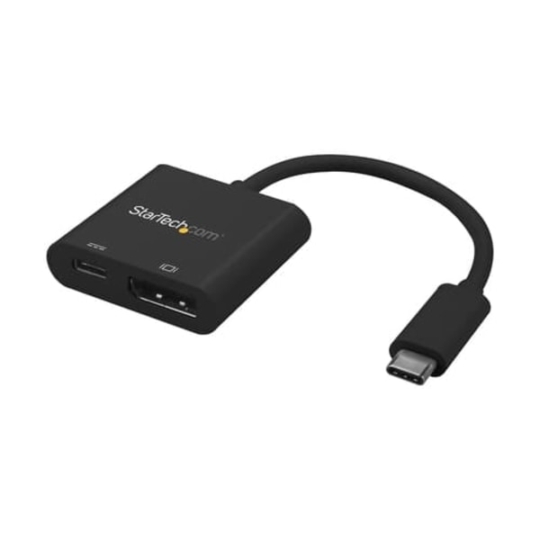 StarTech.com USB C to DisplayPort Adapter with 60W Power Delivery Pass-Through - 4K 60Hz USB Type-C to DP 1.2 Video Converter w/ Charging - external v Sort