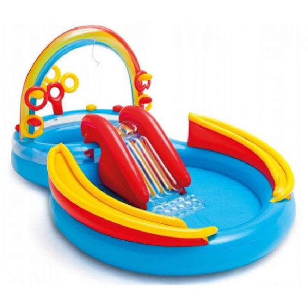 Rainbow pool with inflatable slide in box 297x193x135cm 57453NP INTEX