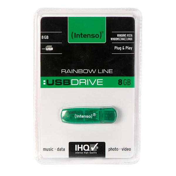 MEMORY DRIVE FLASH USB2 8GB/GREEN 3502460 INTENSO Grøn
