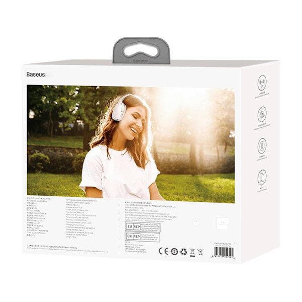 CASTI Baseus Encok D02 PRO, utilizare multimedia, smartphone, over the ear, pliabile, microfon pe casca, conectare prin Bluetooth 5.0, alb "NGTD010302