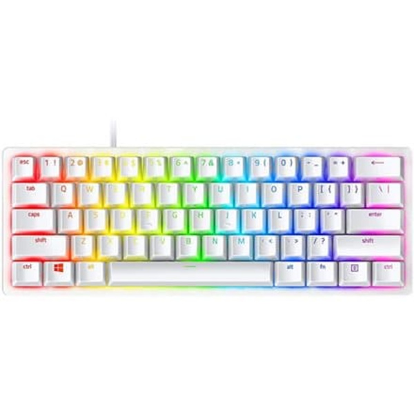 Razer Huntsman Mini White, Linear Optical Switch, size 60%, RGB Chroma, Doubleshot PBT Keycaps, Standard Bottom Row Layout, Fully programmable keys wi Valkoinen