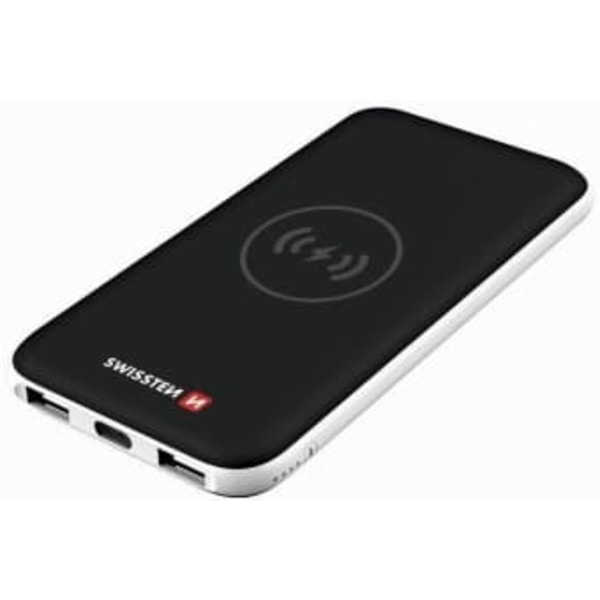 Swissten Slim Recovery Power Bank 2A / USB / Type-C / QI Charger For Wireless Devices 8000 mAh Sort, Hvit