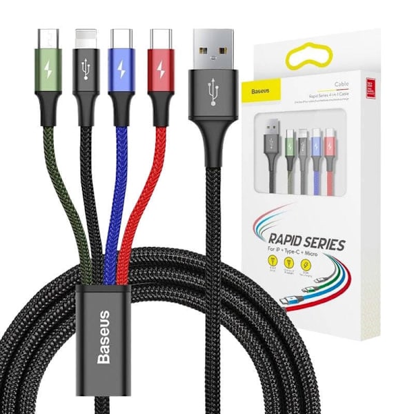 Cable USB Baseus Fast 4in1 2xUSB-C / Lightning / Micro 3.5A 1.2m (black)