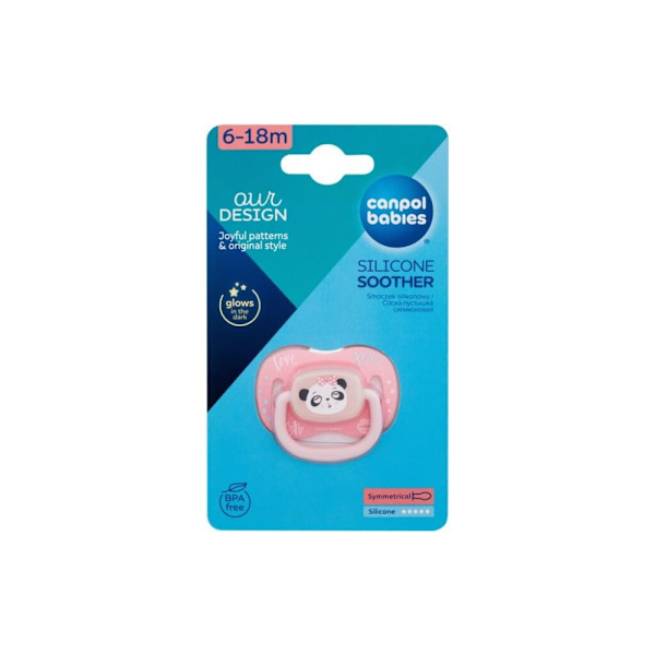 CANPOL BABIES Silicone Symmetrical Soother 6-18M, EXOTIC (panda), 34/921_pand