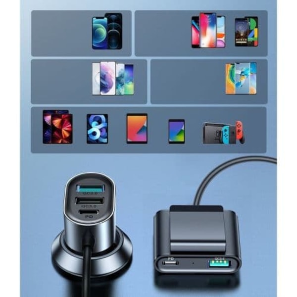 Joyroom Car Charger 5-in-1, C+C+U+U+U, QC 3.0, PD 3.0, FCP, AFC, 12V/24V, 72W, Black (JR-CL05)