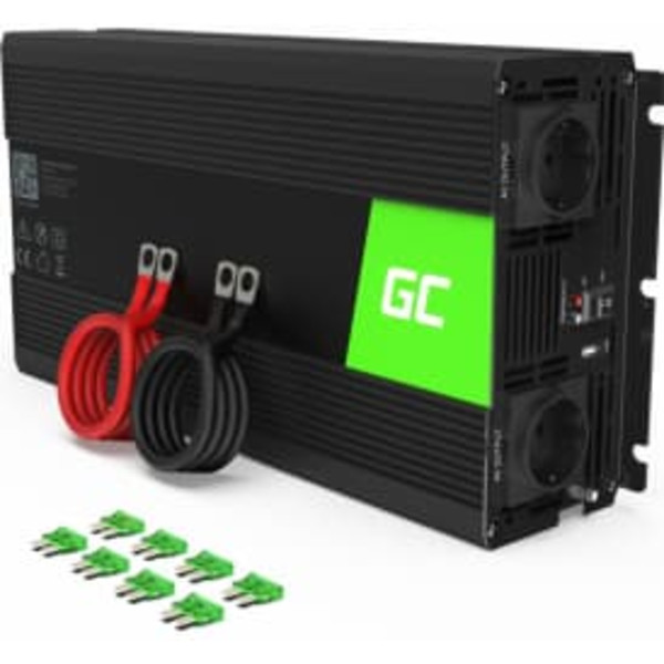 Green Cell INV19 power adapter/inverter Auto 1500 W Black Sort
