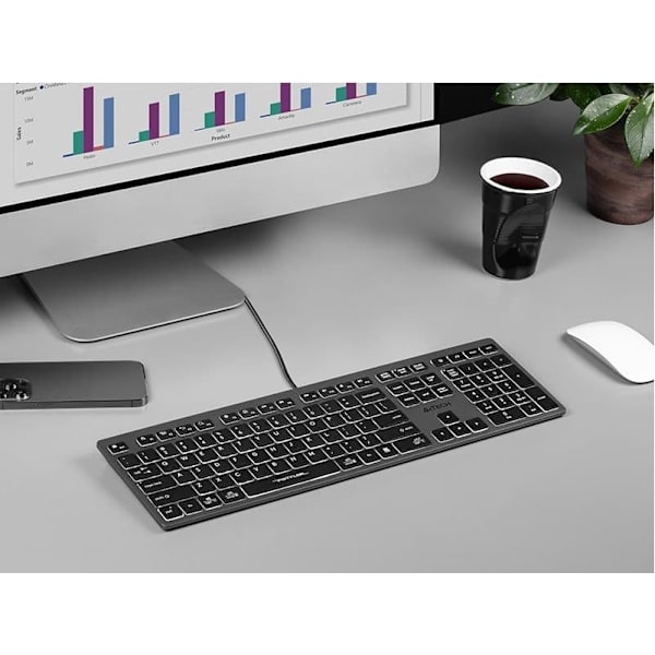 A4Tech FSTYLER FX60H (White Backlit) keyboard USB QWERTY Black, Grey