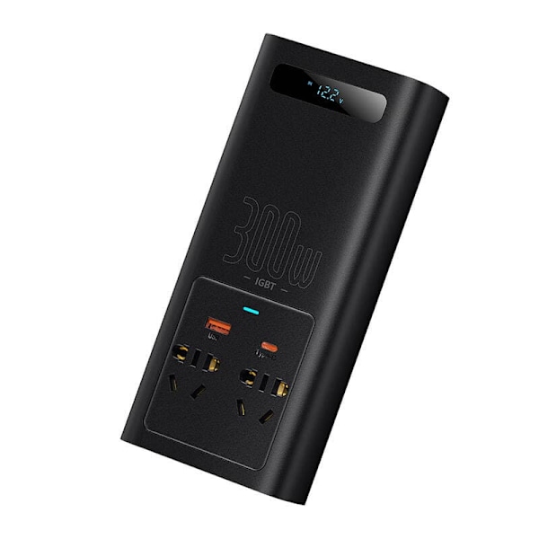 INVERTOR ELECTRIC auto Baseus, IGBT, 2 x AC, 1 x USB Type-C, 1 x USB, 300W 220V, conectare auto 12V, negru "CGNB010101" (timbru verde 2.00 lei) - 6932