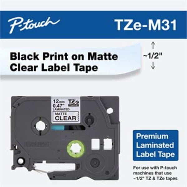 BROTHER P-Touch TZE-M31 black on clear-matt 12mm