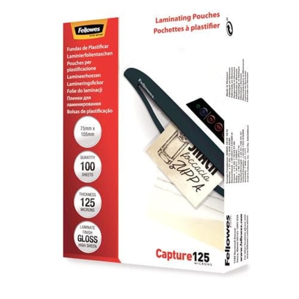 Laminēšanas plēve Fellowes A6 Glossy 125 Micron Laminating Pouch - 100 pack