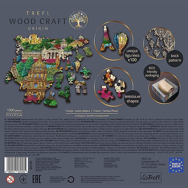 TREFL wooden puzzle Famous places in France 1000 pcs