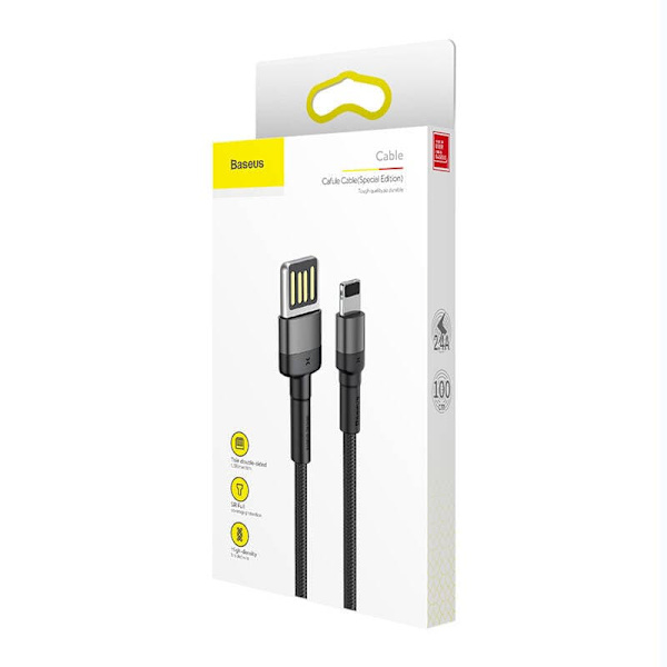 Lightning USB cable (reversible) Baseus Cafule 2.4A 1m (gray-black)