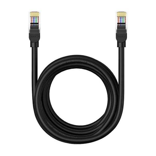 PATCH CORD UTP Baseus Cat5, fire din cupru, round cable, viteza maxima 1 Gbps, PVC, 5m, negru "B00133206111-05" (timbru verde 0.08 lei) - 693217263701