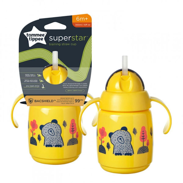 TOMMEE TIPPEE training straw cup, 6M+, 300ml, yellow, 447831