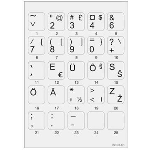 Minipicto keyboard sticker KB-EU-01GRY, grey/black