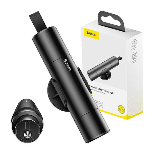 DISPOZITIV URGENTE auto Baseus, ciocan spart geamul + cutter centura, gri "CRSFH-0G" - 6953156210561