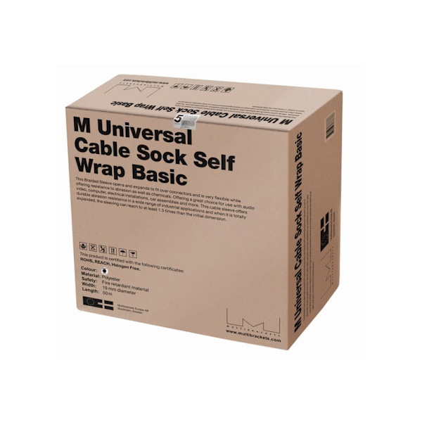 Multibrackets M Universal Cable Sock Self Wrap Basic 19mm Black 50m | Polyester | Black | 50m