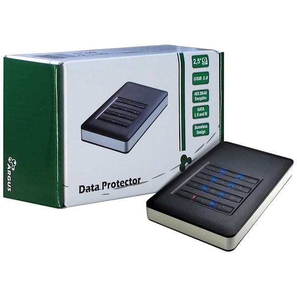 Enclosure HDD Rack Inter-Tech Argus GD-MSLK01 2.5" USB 3.0, 256-bit AES Encryption Aluminium, Sort