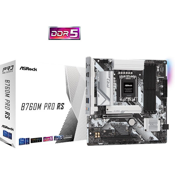 ASROCK MB Desktop B760M Pro RS (S1700, 4x DDR5, 1x PCIe 5.0 x16, 1x PCIe 3.0 x16, 1x PCIe 3.0 x1, 3x Hyper M.2 PCIe Gen4x4, 4x SATA3, 2x USB-C, 5x USB
