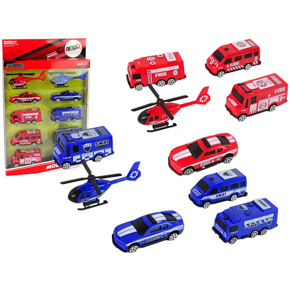Set of 10 Resorcery Rescue Vehicles Police, Fire Brigade