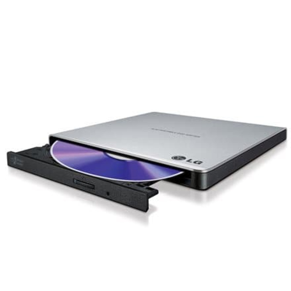 H.L Data Storage | Ultra Slim Portable DVD-Writer | GP57ES40 | Interface USB 2.0 | DVD±R/RW | CD read speed 24 x | CD write speed 24 x | Silver | Desk Sølv