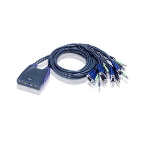 Aten 4-Port USB VGA/Audio Cable KVM Switch | Aten | 4-Port USB VGA/Audio Cable KVM Switch (0.9m, 1.2m) Blå