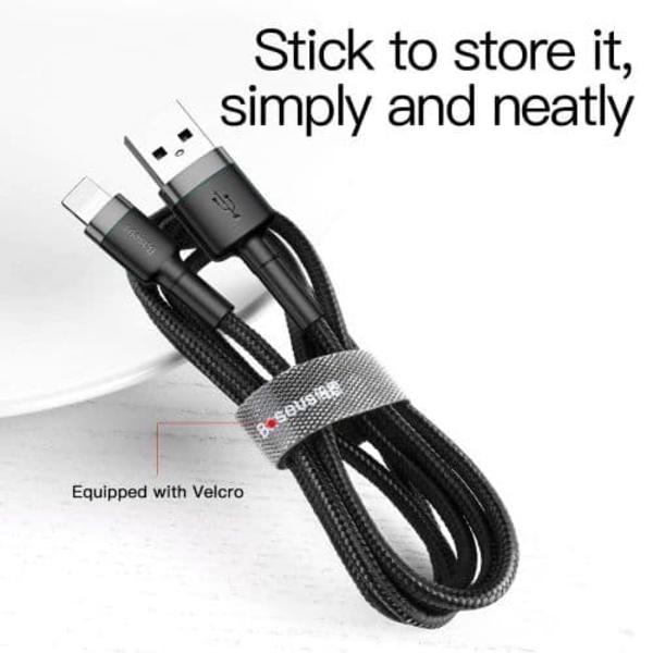 Baseus Lightning Cafule Cable, 2A, 3m Gray/Black (CALKLF-RG1)