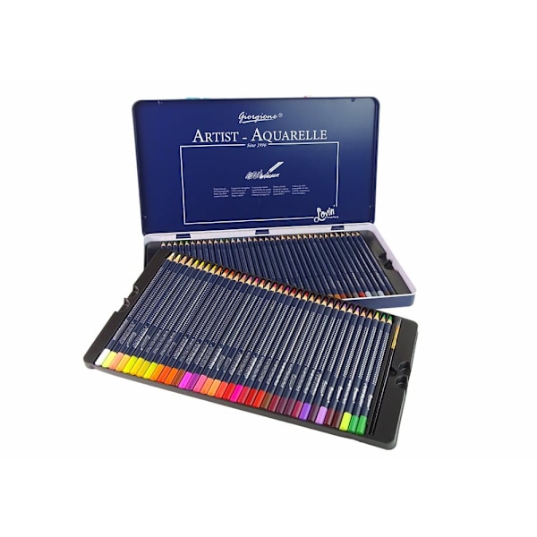 Set of 72 Watercolor Pencils Metal Container