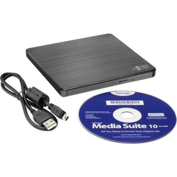H.L Data Storage | Ultra Slim Portable DVD-Writer | GP60NB60 | Interface USB 2.0 | DVD±R/RW | CD read speed 24 x | CD write speed 24 x | Black | Deskt