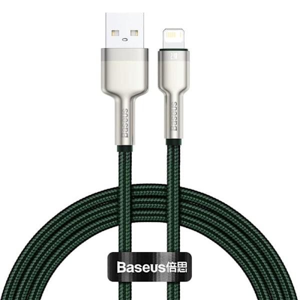CABLU alimentare si date Baseus Cafule Metal, Fast Charging Data Cable pt. smartphone, USB la Lightning Iphone 2.4A, braided, 1m, verde "CALJK-A06" (t