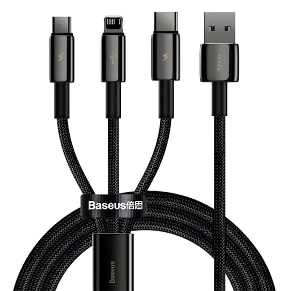 Baseus Universal Tungsten 3-in-1 USB cable (Type C / Lightning / micro USB) 3.5A 1.5m Black (CAMLTWJ-01)