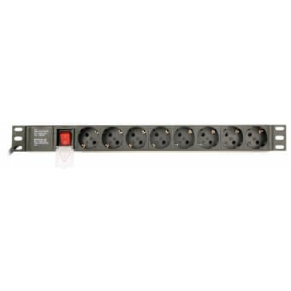 Gembird Power Distribution Unit PDU 8 Schuko Sockets 1U 16A 3 m Sort