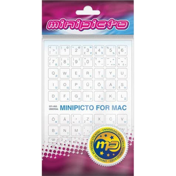Minipicto keyboard sticker EST/RUS KB-MAC-EE-RU-WHT, white/grey/blue