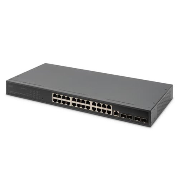 DIGITUS 19" Switch - 29 Ports - 24 RJ45 Ports (10/100/1000) - 4x 10G SFP+ - 1x Uplink Sort