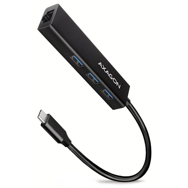 Axagon HMC-GL3A USB-C-Hub 3x USB-A Gbit-LAN schwarz USB 3.2 Gen 1 (3.1 Gen 1) Type-C 5000 Mbit/s Black