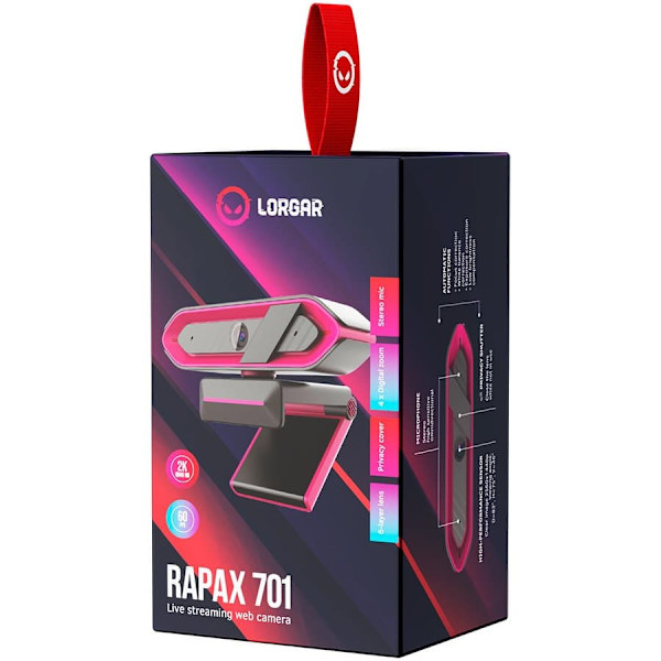 LORGAR Rapax 701, Streaming Camera,2K 1080P/60fps, 1/3'',4Mega CMOS Image Sensor, Auto Focus, Built-in high sensivity low noise cancelling Microphone, Rosa
