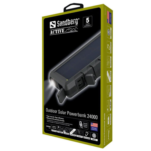 SANDBERG 420-38 Sandberg Outdoor Solar Powerbank 24000 externí baterie, IP67 musta, Harmaa